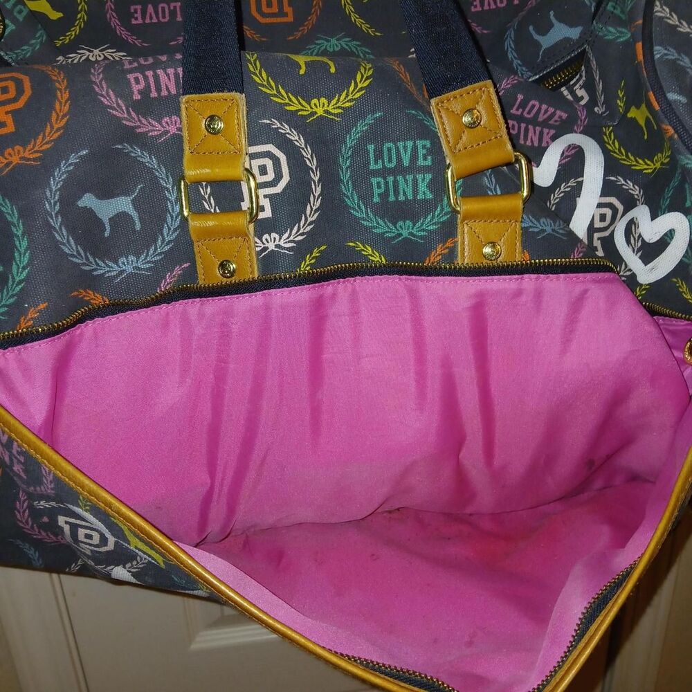 Rare Y2K Vintage Victorias Secret Love PINK Large Canvas Logo Duffle Bag Mcbling - Picture 6 of 8